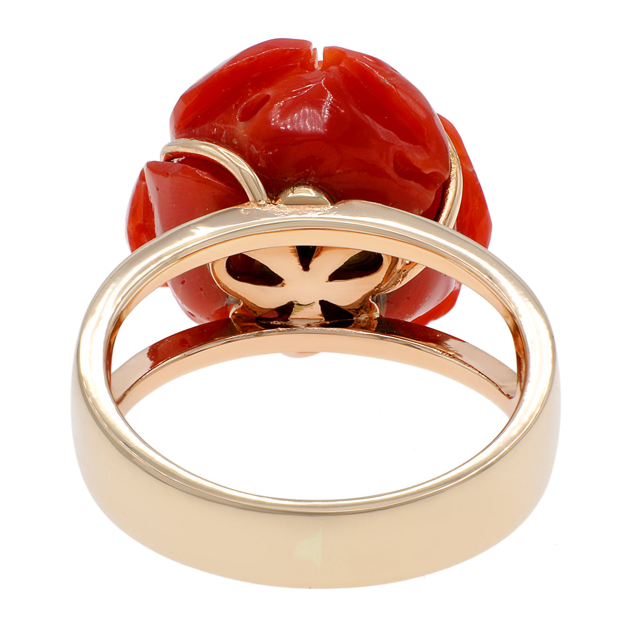 Exclusive 18K Rose Gold Coral Rose Blossom Ring — 4 — Back View
