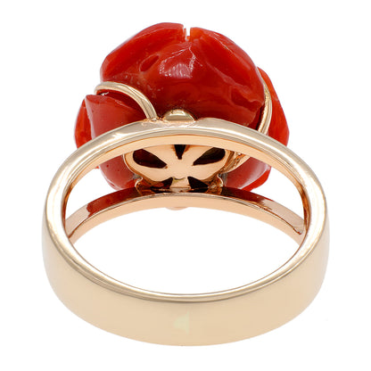 Exclusive 18K Rose Gold Coral Rose Blossom Ring — 4 — Back View