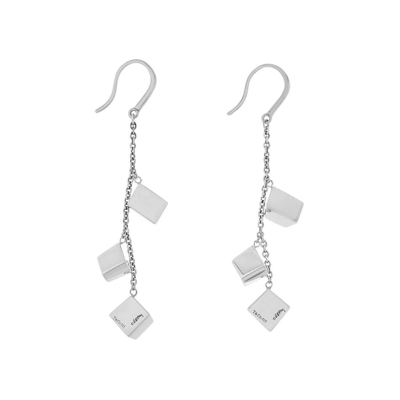 Exclusive Tiffany & Co. Sterling Silver Frank Gehry Torque Drop Earrings — Side View