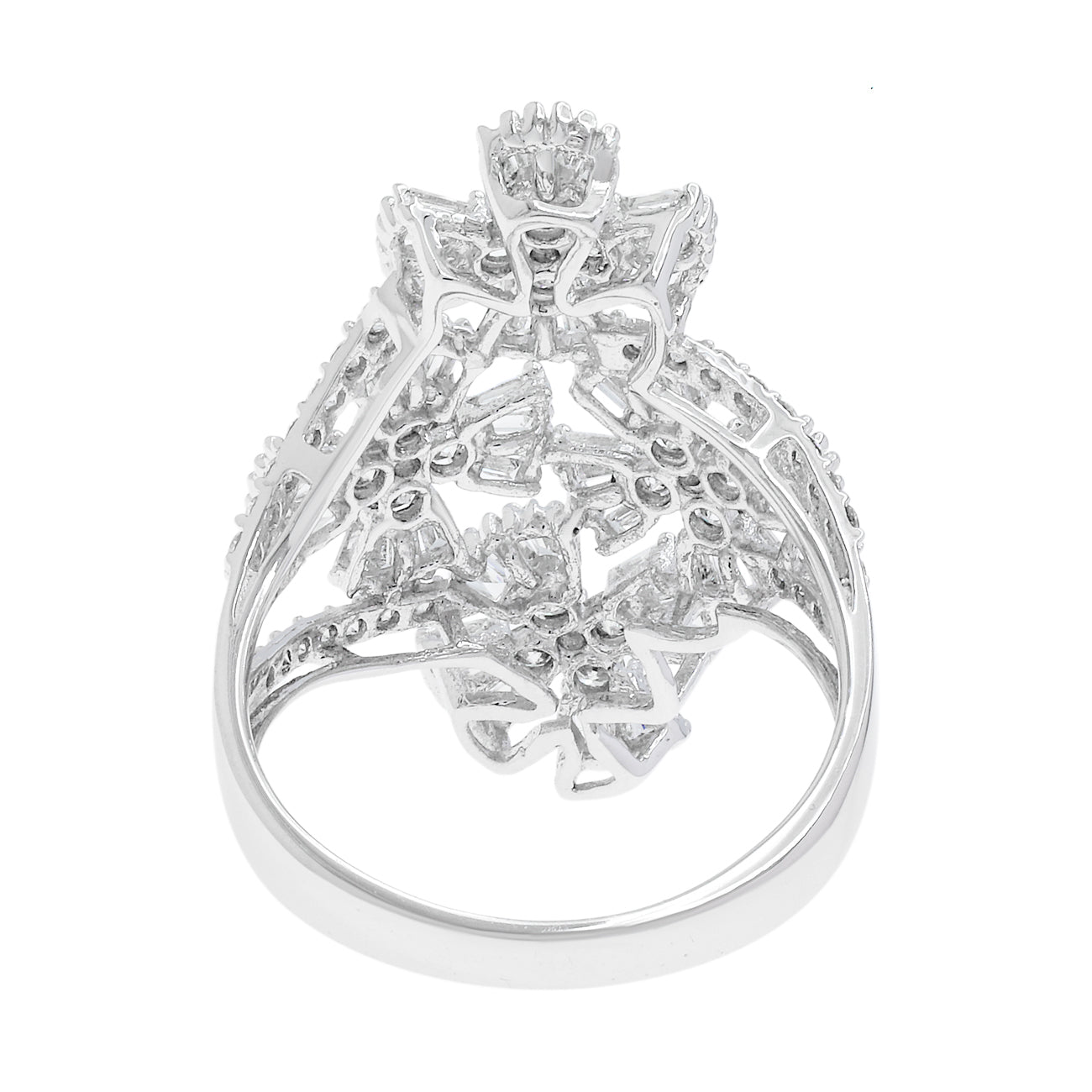 Exclusive 18K White Gold 1.22 Carat Quatrefoil Diamond Cluster Ring — 5.25 — Side View
