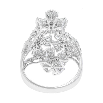 Exclusive 18K White Gold 1.22 Carat Quatrefoil Diamond Cluster Ring — 5.25 — Side View