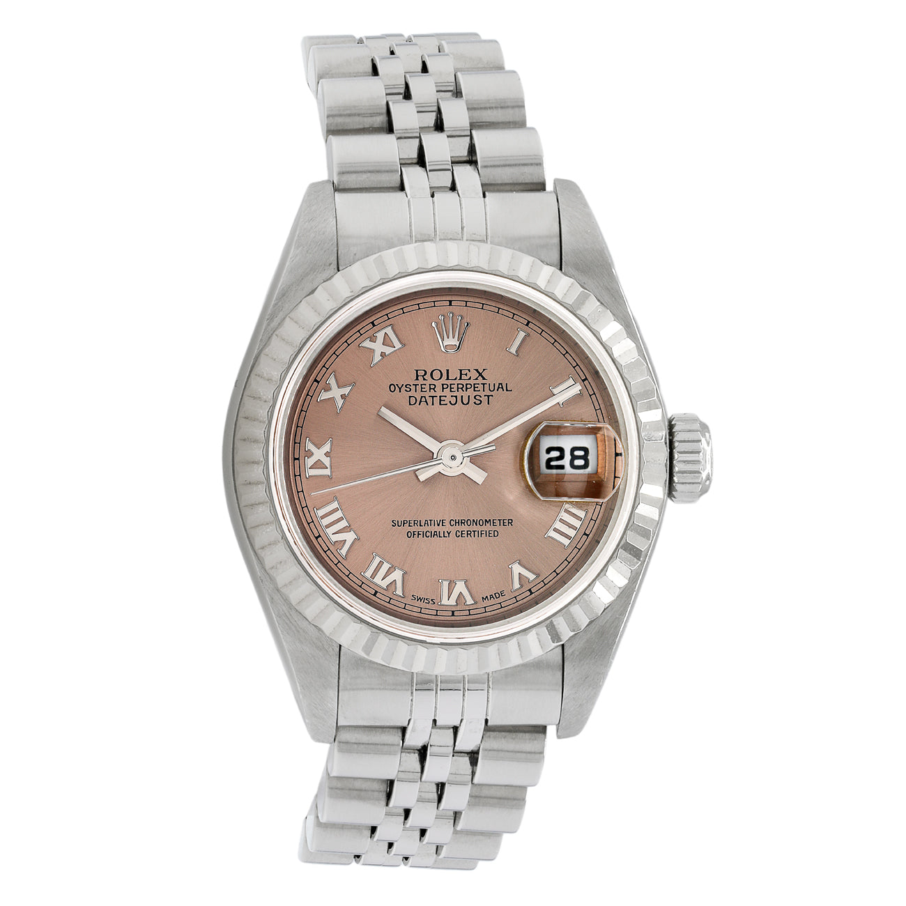 Exclusive Rolex Stainless Steel 18K White Gold Diamond Datejust 26 79174 — Front View