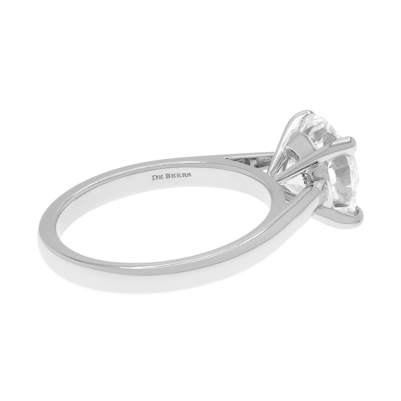 Exclusive De Beers 2.15ct GIA Platinum Classic Round Brilliant Diamond Ring — Side View