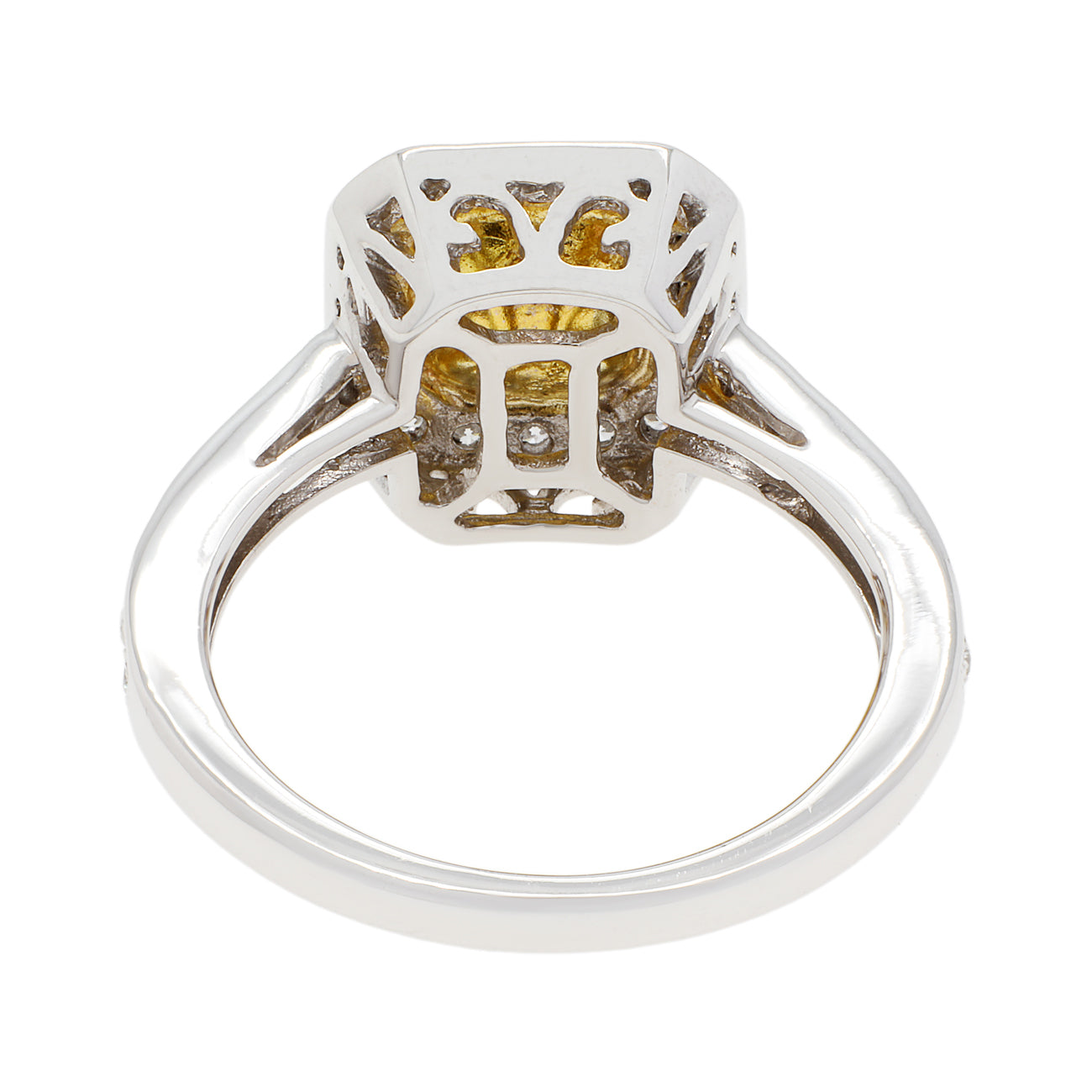 Exclusive 18K White Gold 0.78 Carat Fancy Intense Yellow Diamond Octagonal Ring — 4.5 — Side View