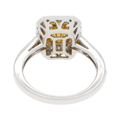 Exclusive 18K White Gold 0.78 Carat Fancy Intense Yellow Diamond Octagonal Ring — 4.5 — Side View