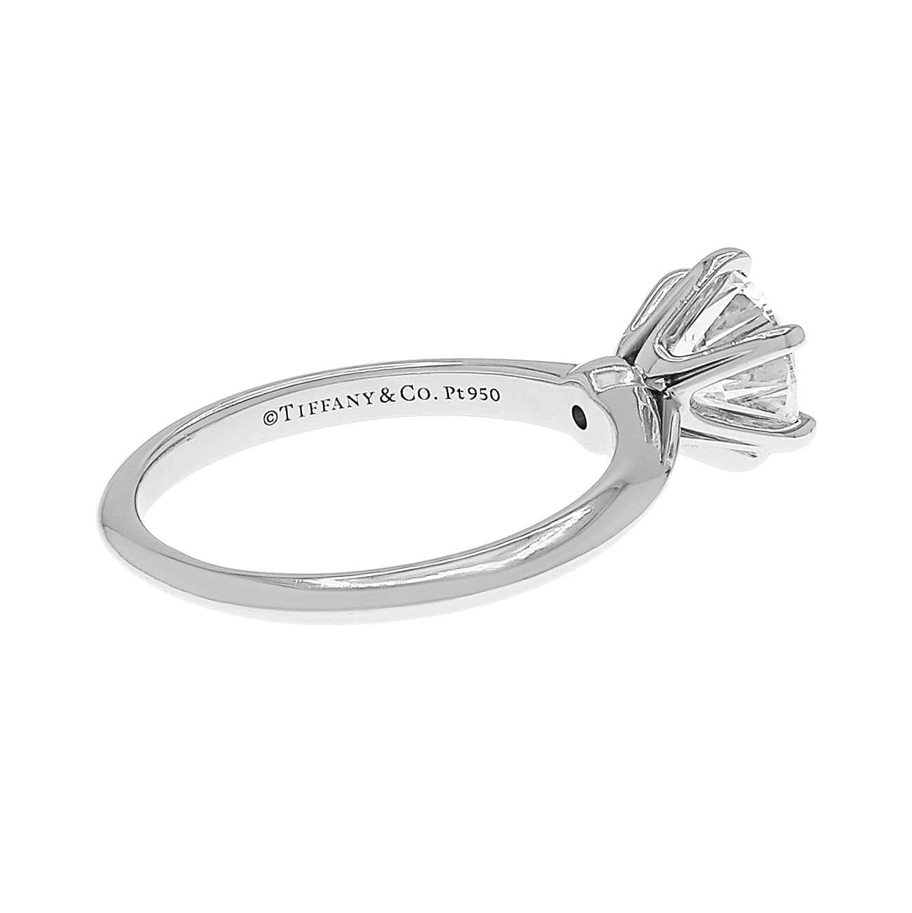 Exclusive Tiffany & Co. Platinum 1.73 Carat Diamond Solitaire Engagement Ring — Back View