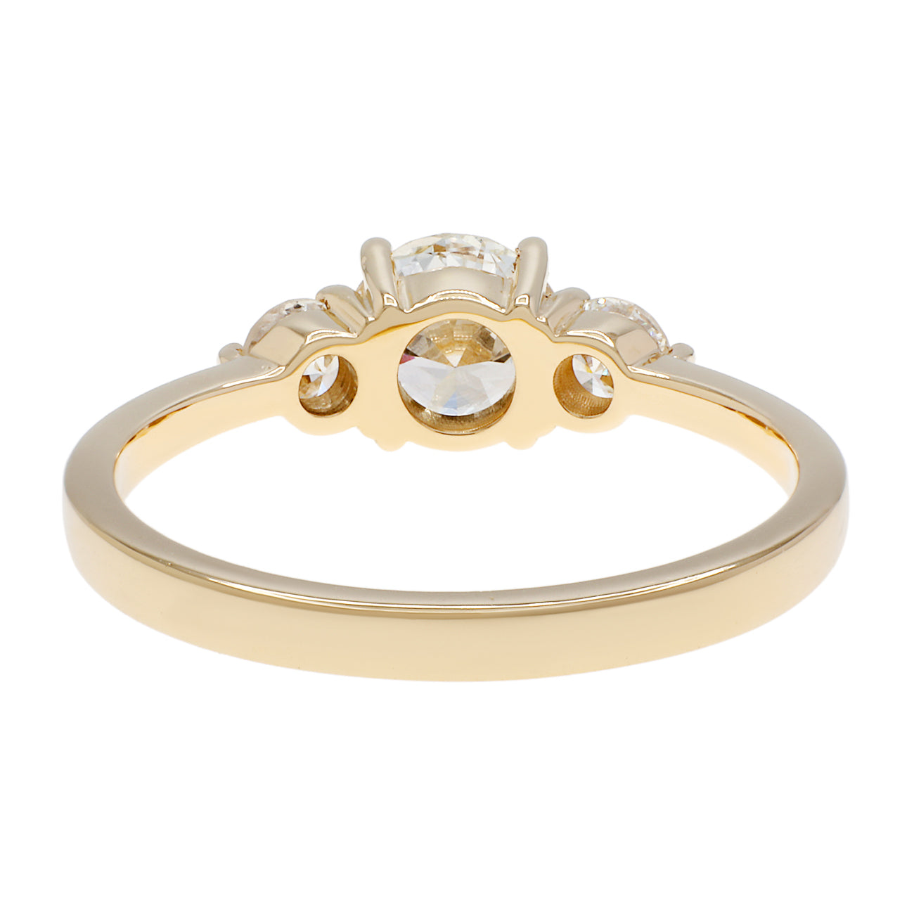 Exclusive 18K Yellow Gold 0.57 Carat Past Present Future Diamond Ring — 3.5 — Side View