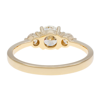 Exclusive 18K Yellow Gold 0.57 Carat Past Present Future Diamond Ring — 3.5 — Side View