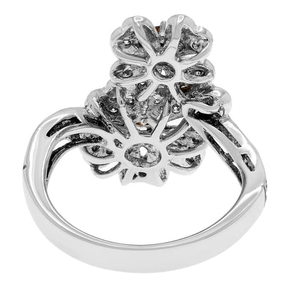 Exclusive 18K White Gold 1.02 Carat Floral Diamond Ring — 5.25 — Side View