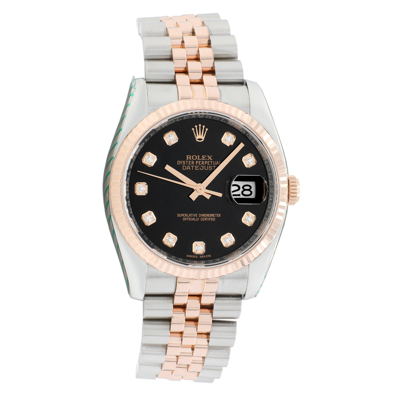 Exclusive Rolex 18K Rose Gold Stainless Steel Datejust 36 116231 — Front View