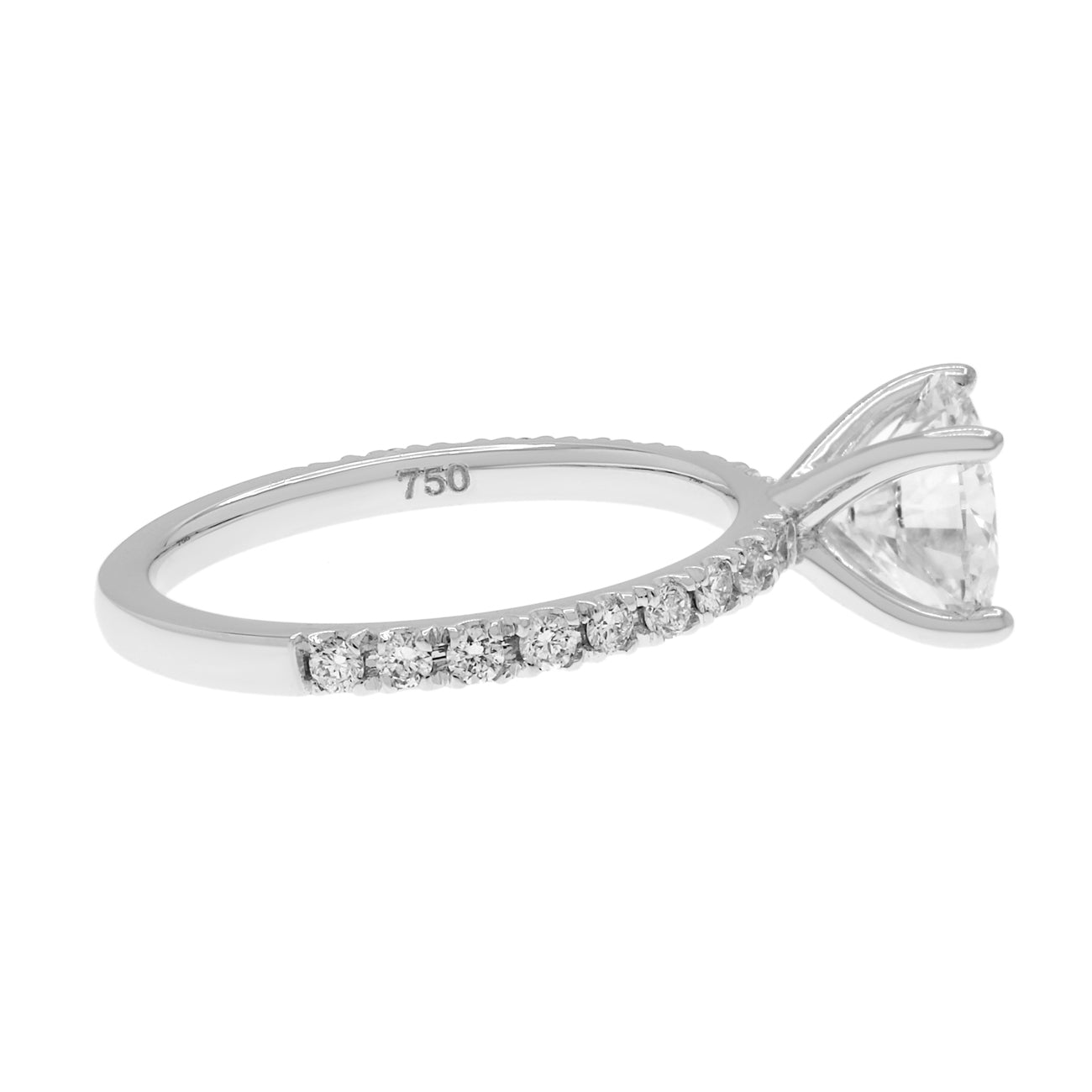 Exclusive 18K White Gold 1.58 Carat Diamond Ring — 4.5 — Side View