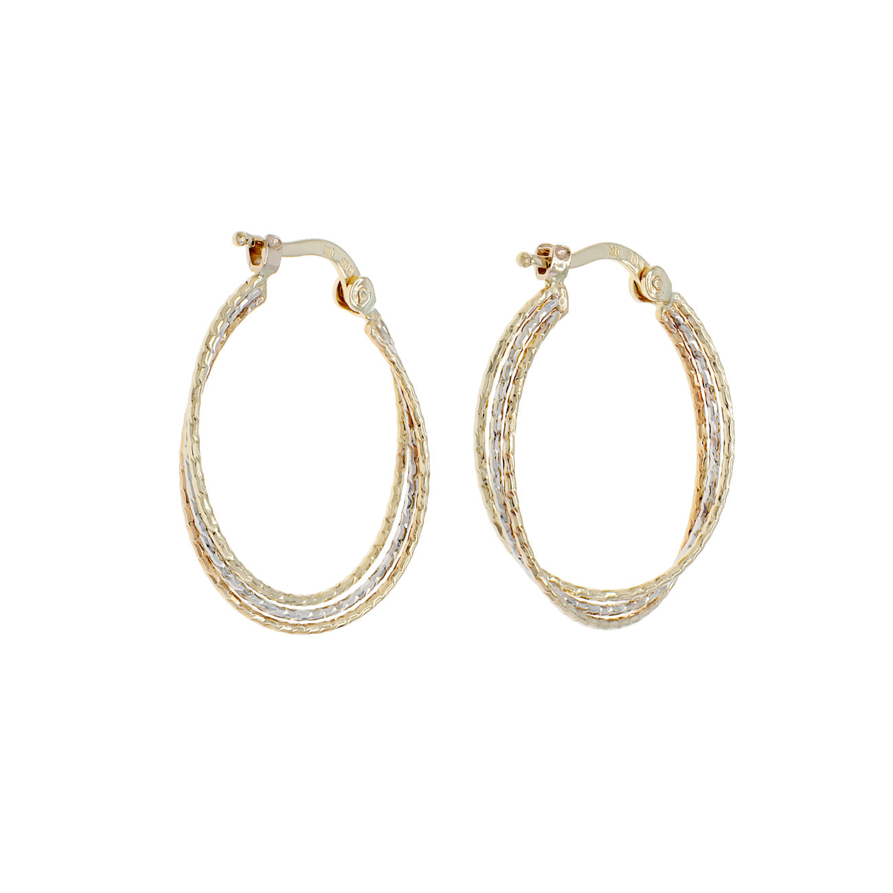 Exclusive 10K Tri-Gold Hoop Earrings — Side View