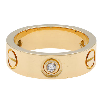 Exclusive Cartier 18K Yellow Gold 3 Diamond Love Ring — Back View