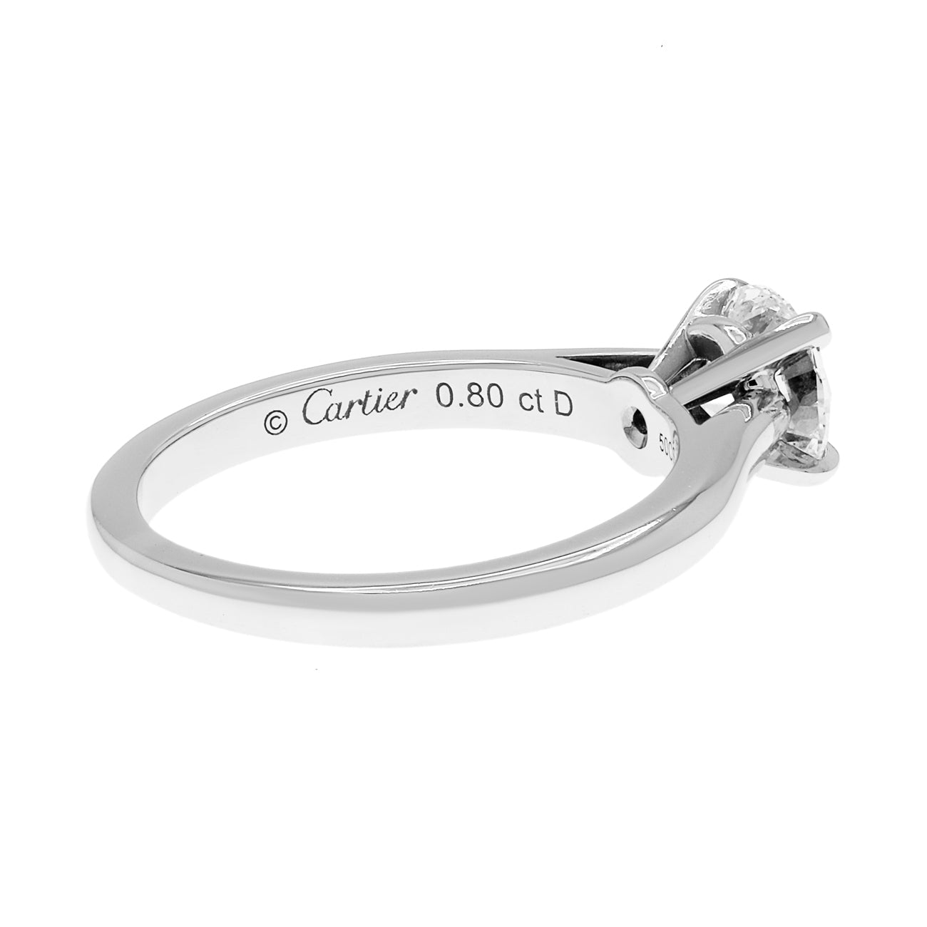 Exclusive Cartier Platinum 0.80 Carat Diamond 1895 Solitaire Ring — Side View