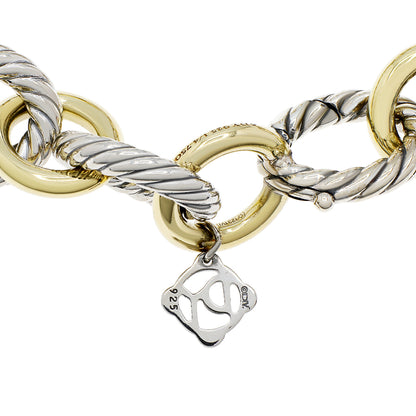 Exclusive David Yurman Sterling Silver 18K Yellow Gold 12mm Oval Link Chain Bracelet — Side View