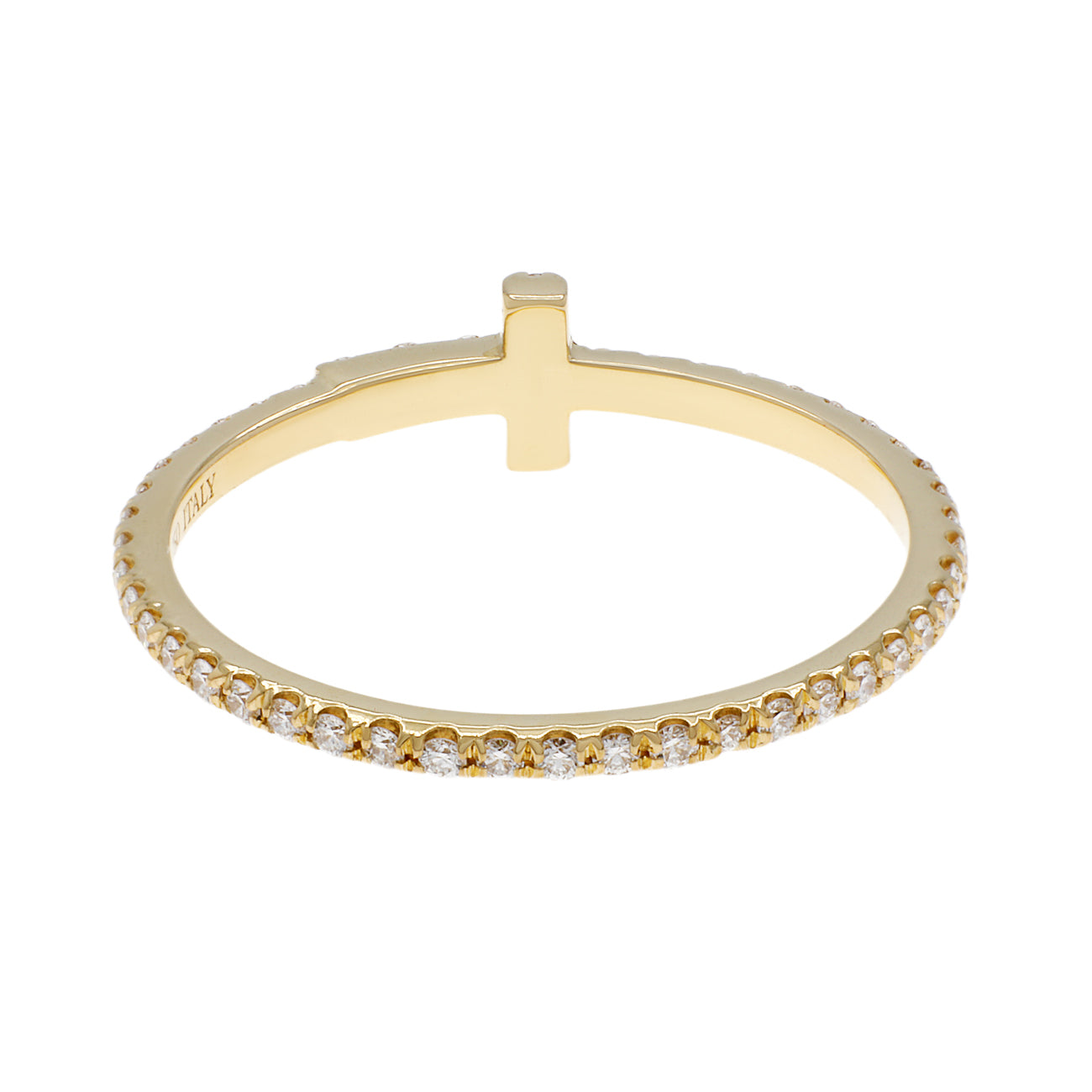 Exclusive Tiffany & Co. 18K Yellow Gold Diamond T Wire Band Ring — Back View