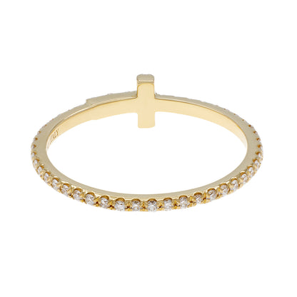 Exclusive Tiffany & Co. 18K Yellow Gold Diamond T Wire Band Ring — Back View
