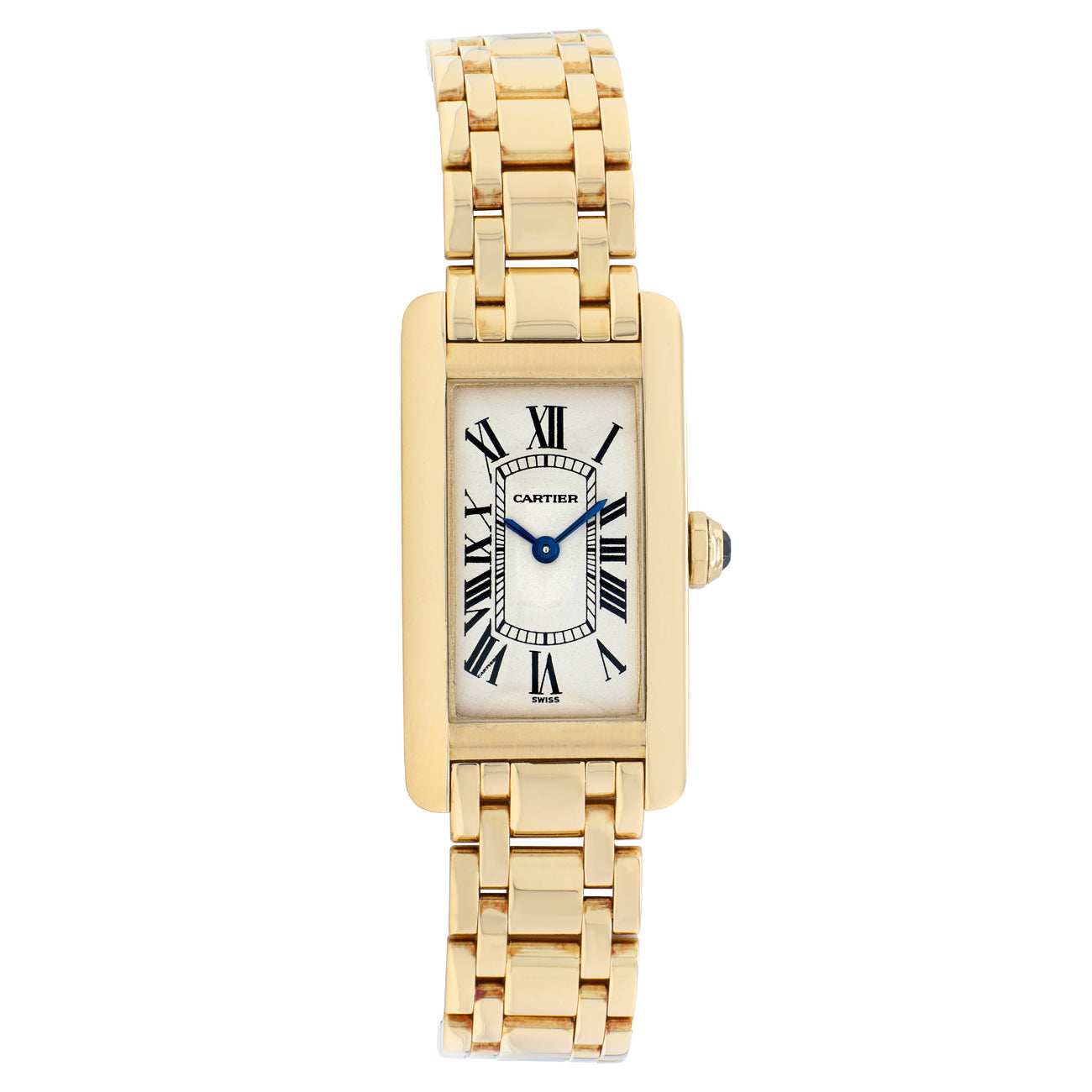 Exclusive Cartier 18K Yellow Gold Tank Americaine W26015K2 — Front View