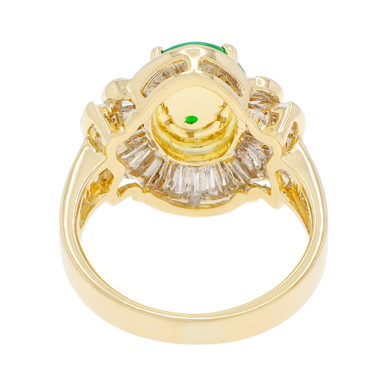 Exclusive 18K Yellow Gold Cabochon Jadeite Diamond Ring — 4.0 — Side View