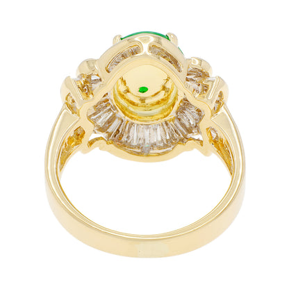 Exclusive 18K Yellow Gold Cabochon Jadeite Diamond Ring — 4.0 — Side View