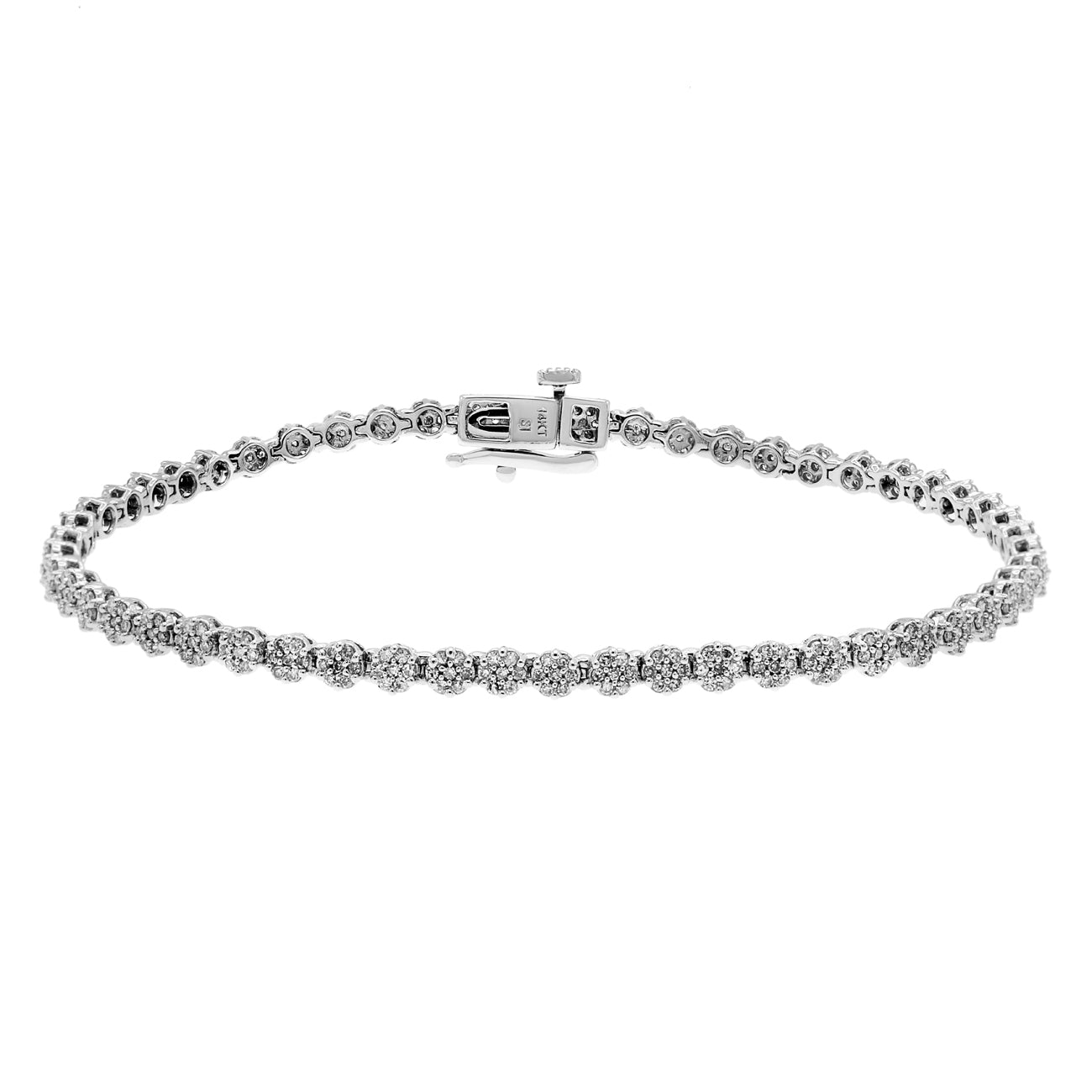 Exclusive 14K White Gold 1.26 Carat Diamond Tennis Bracelet — Front View