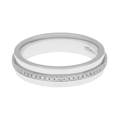 Exclusive Tiffany & Co. 18K White Gold Diamond Narrow T Ring — Back View