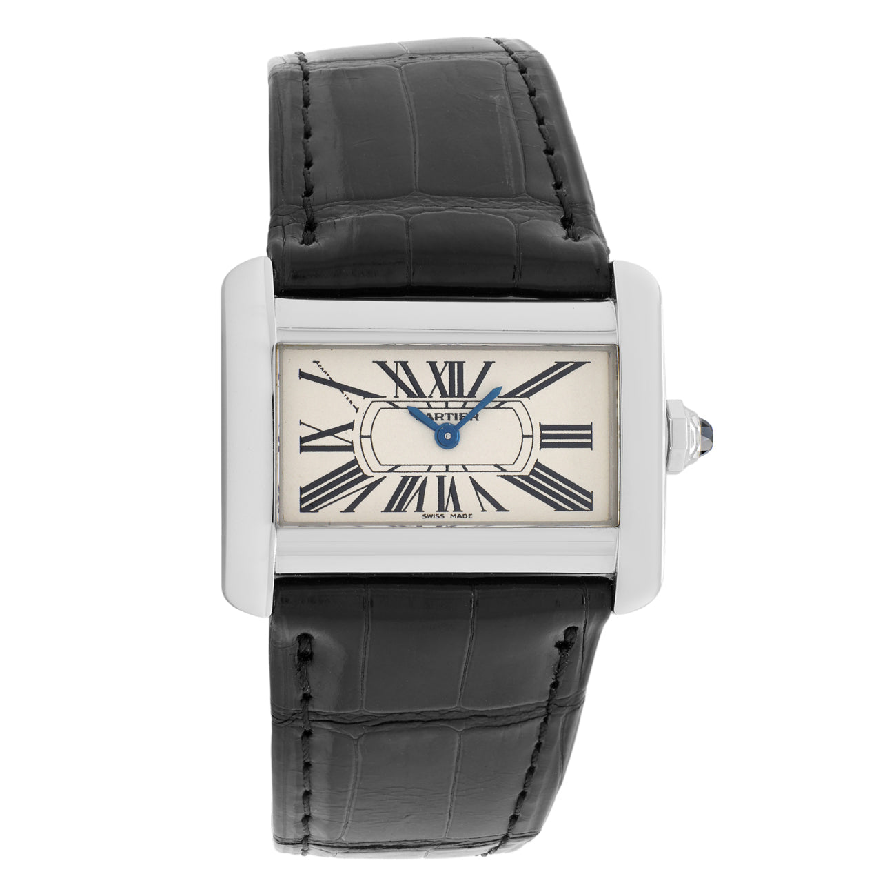 Exclusive Cartier Stainless Steel Tank Divan 2599 — Front View