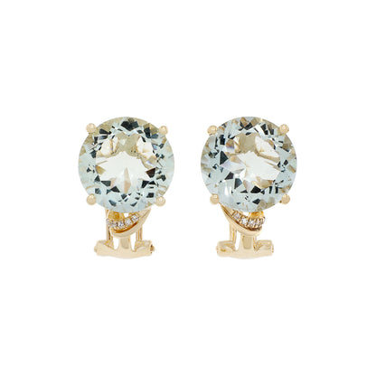 Exclusive 14K Yellow Gold 11.86 Carat Green Amethyst Earrings — Front View