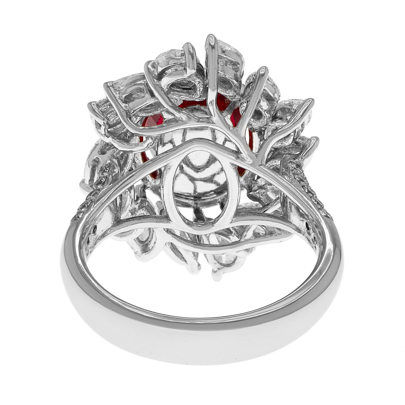 Exclusive Platinum 4.05 Carat Ruby Diamond Ring — 4.5 — Back View