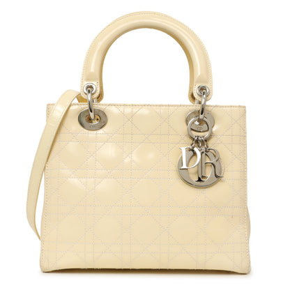 Exclusive Christian Dior Ivory Patent Cannage Medium Lady Dior — Front View