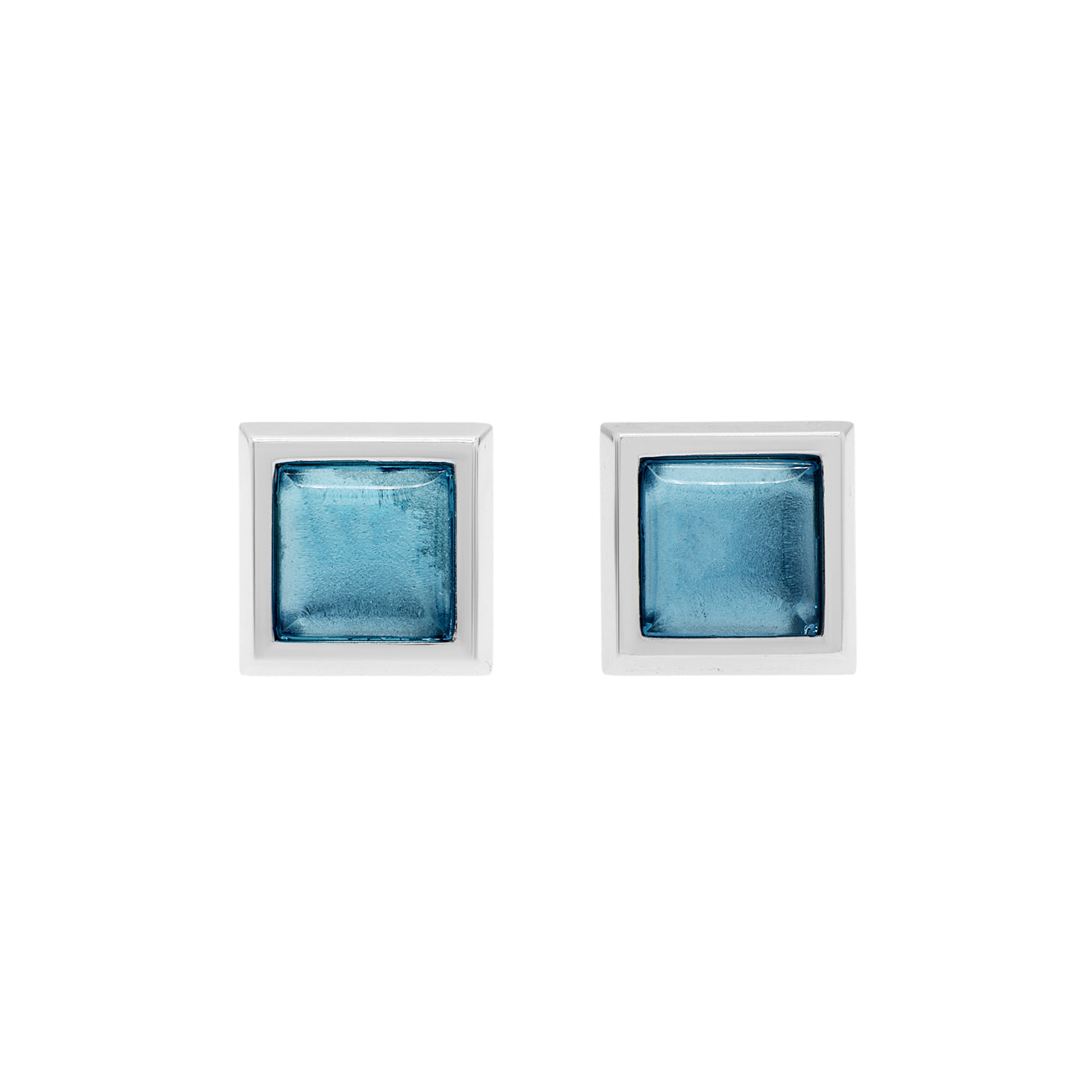 Exclusive Omega 18K White Gold Topaz Earrings — Front View