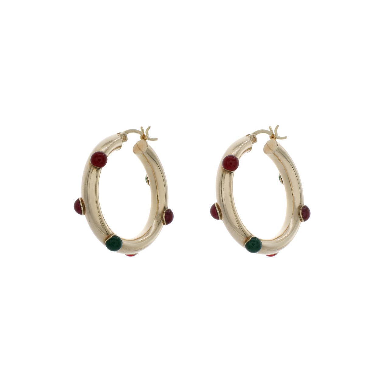 Exclusive 14K Yellow Gold Resin Hoop Earrings — Front View