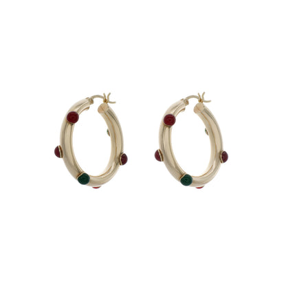 Exclusive 14K Yellow Gold Resin Hoop Earrings — Front View