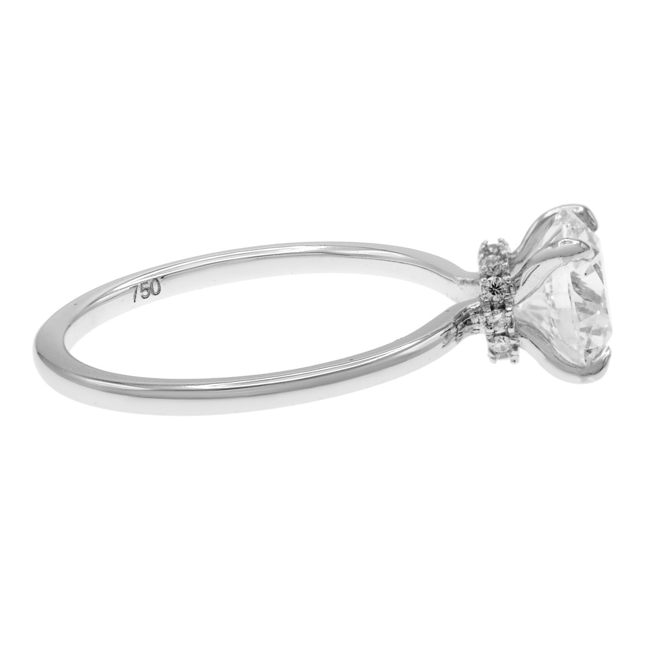 Exclusive 18K White Gold 1.54 Carat Hidden Halo Diamond Solitaire Ring — 3.5 — Back View