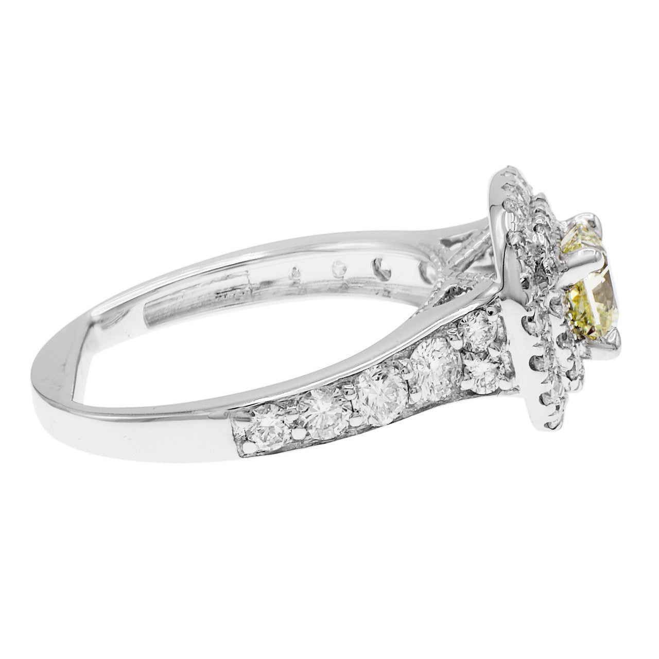 Exclusive 14K White Gold 0.66 Carat Fancy Yellow Diamond Ring — 4.5 — Back View