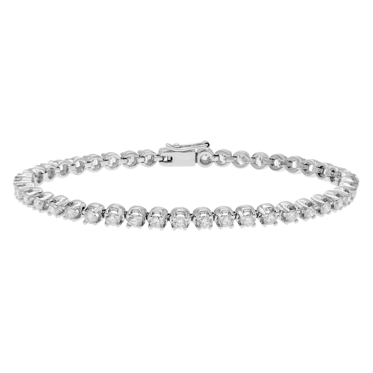 Exclusive 18K White Gold 3.50 Carat Diamond Tennis Bracelet — Front View