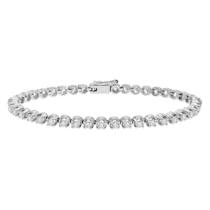 Exclusive 18K White Gold 3.50 Carat Diamond Tennis Bracelet — Front View