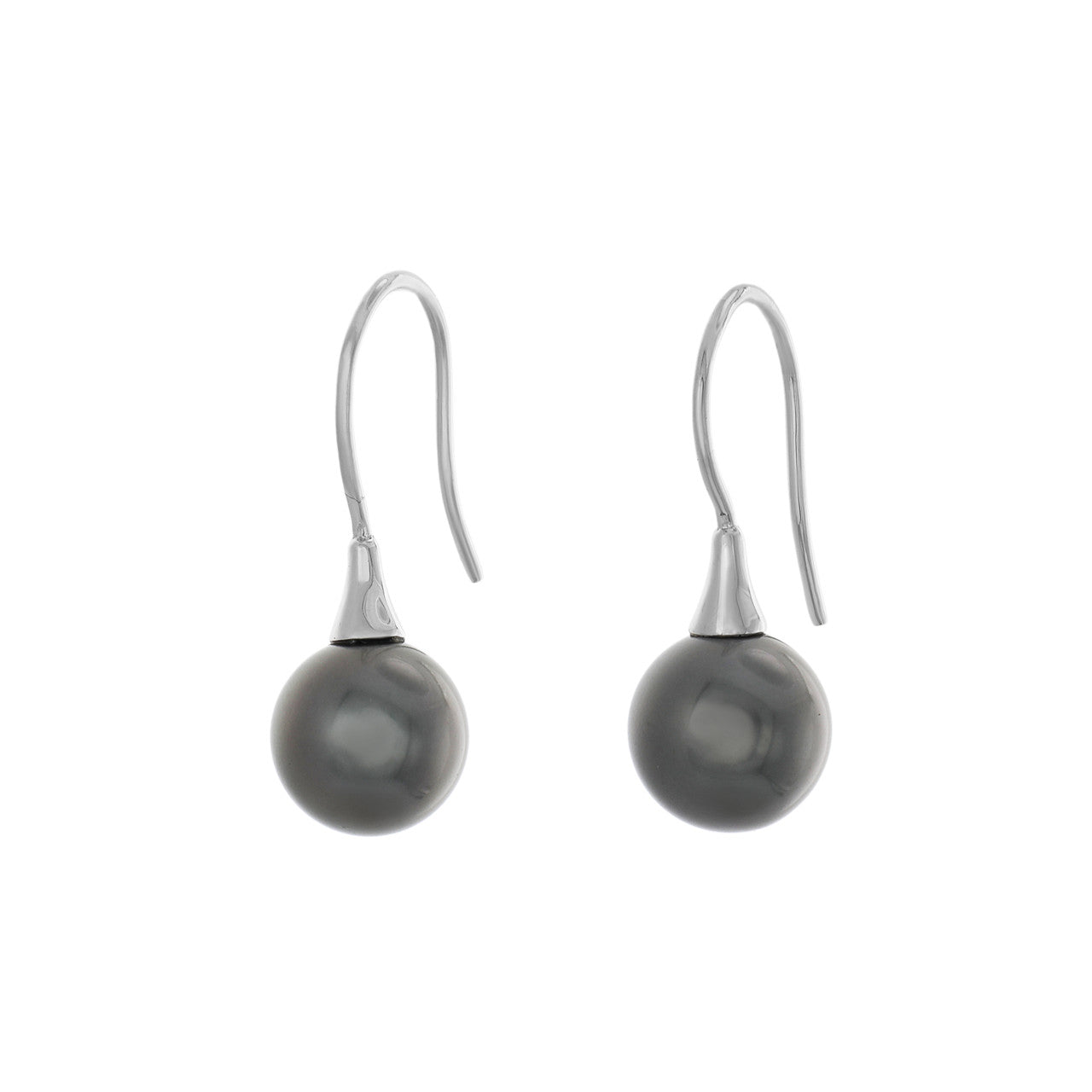 Exclusive 18K White Gold Tahitian Pearl Earrings — Front View