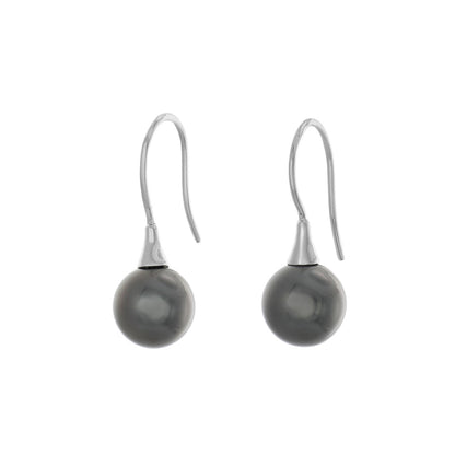 Exclusive 18K White Gold Tahitian Pearl Earrings — Front View