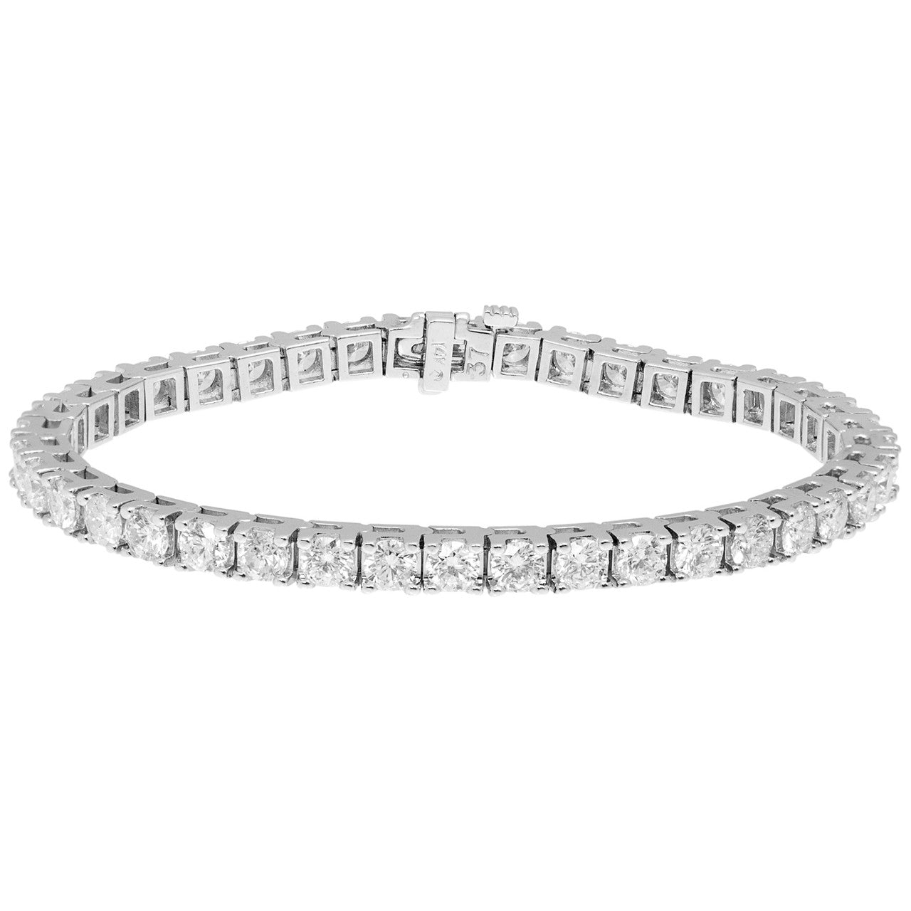 Exclusive 14K White Gold 8.18 Carat Diamond Tennis Bracelet — Front View