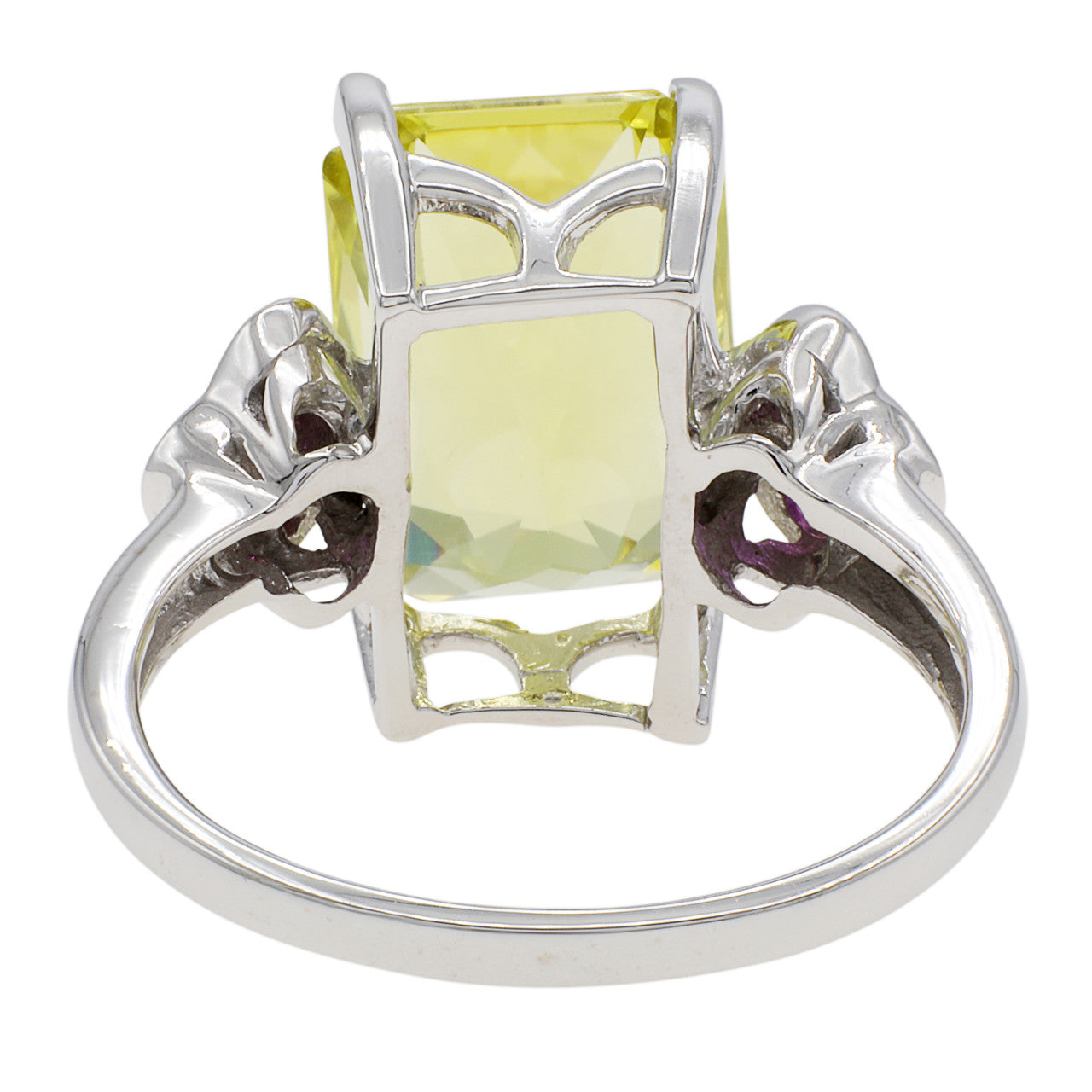 Exclusive 14K White Gold Pink Sapphire & Lemon Quartz Ring — 7 — Top View