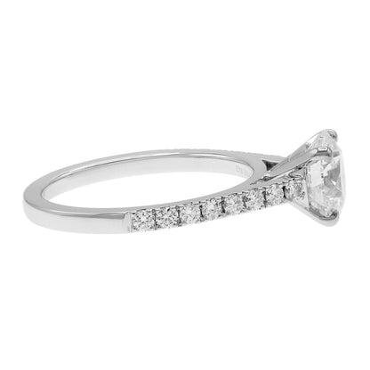 Exclusive De Beers 1.50ct Platinum Classic Pave Round Brilliant Diamond Ring — Side View