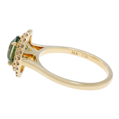 Exclusive 14K Yellow Gold 2.63 Carat Green Sapphire Ring — 5.5 — Side View