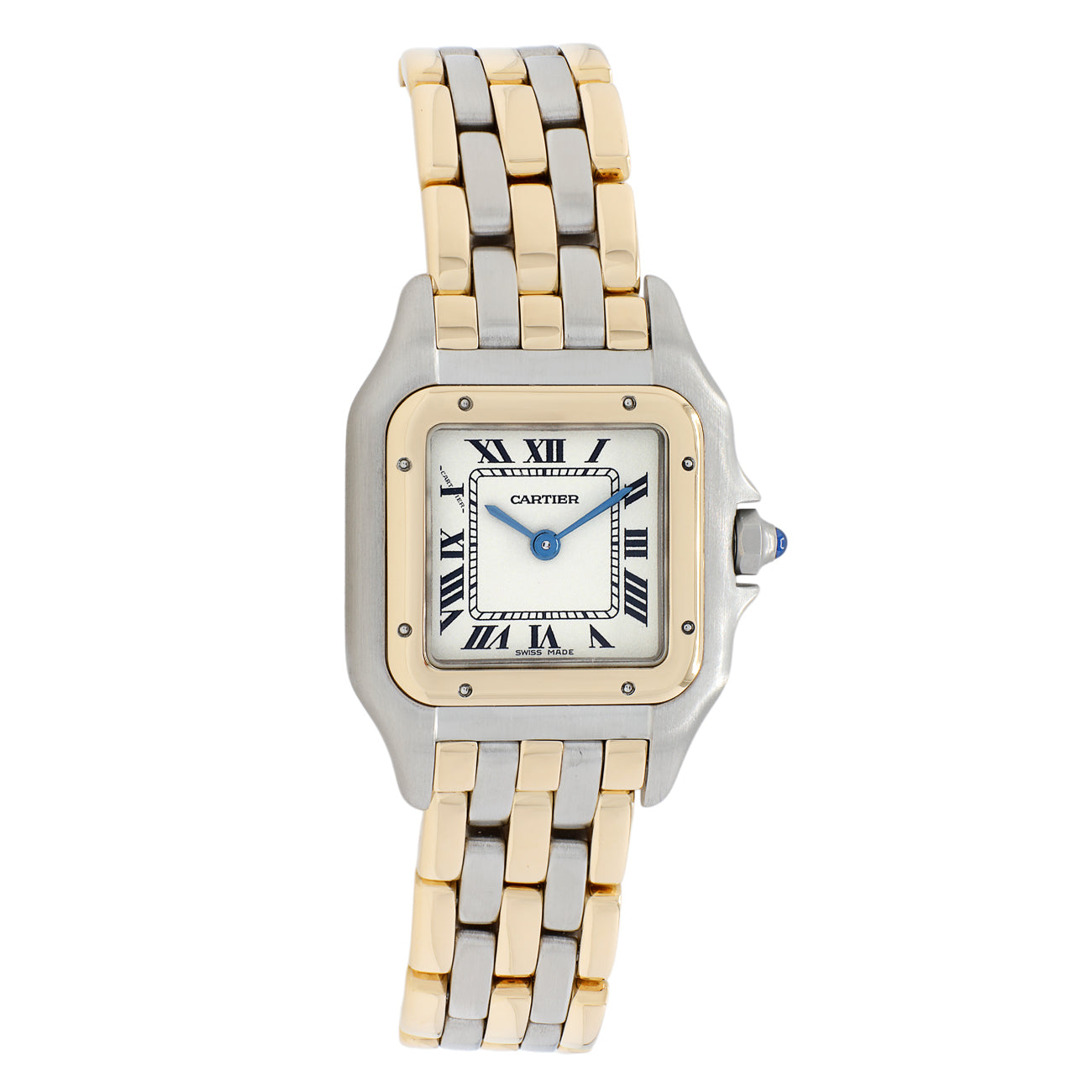 Exclusive Cartier Stainless Steel 18K Yellow Gold Panthere 166921 — Front View