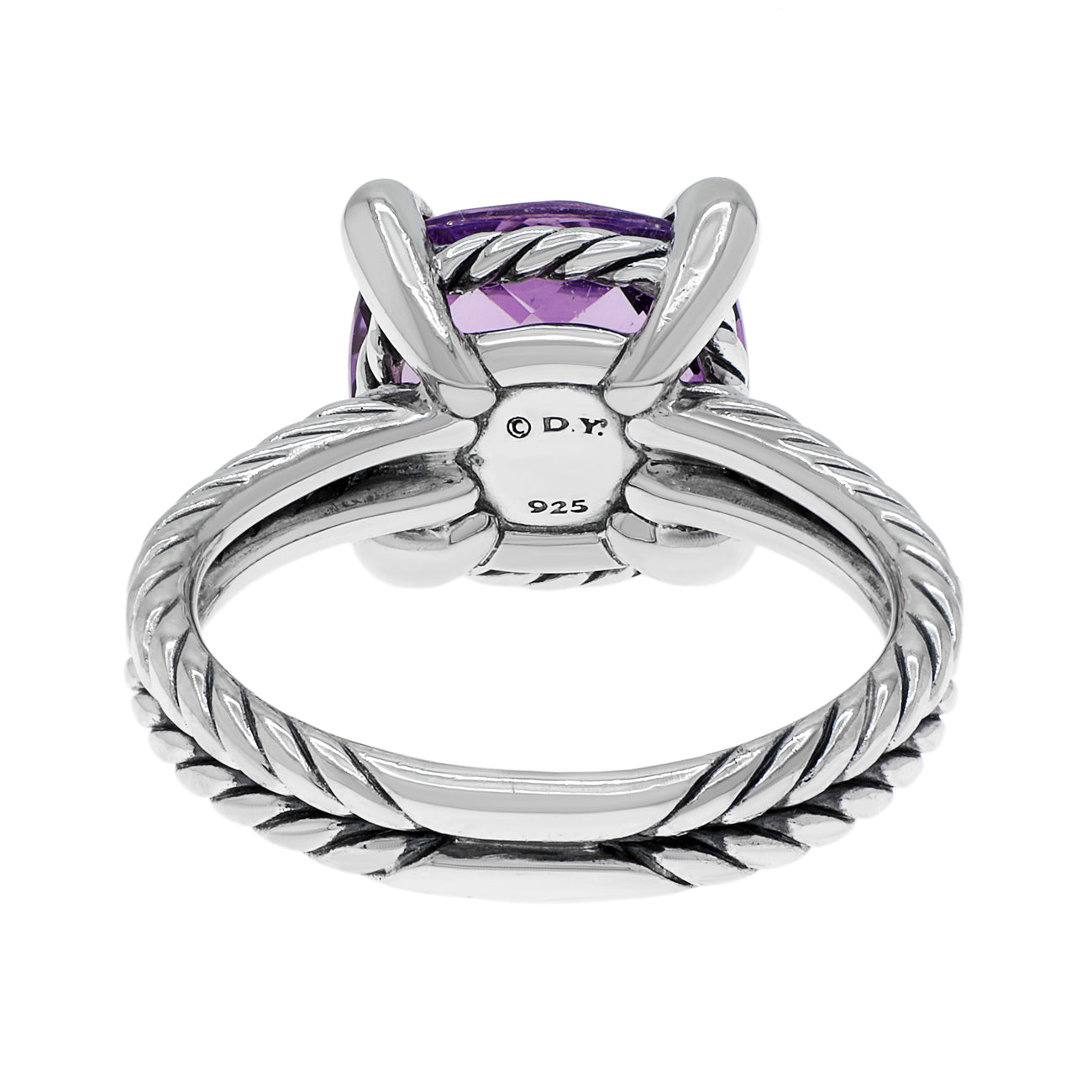 Exclusive David Yurman Sterling Silver Amethyst Diamond Chatelaine Ring — Side View