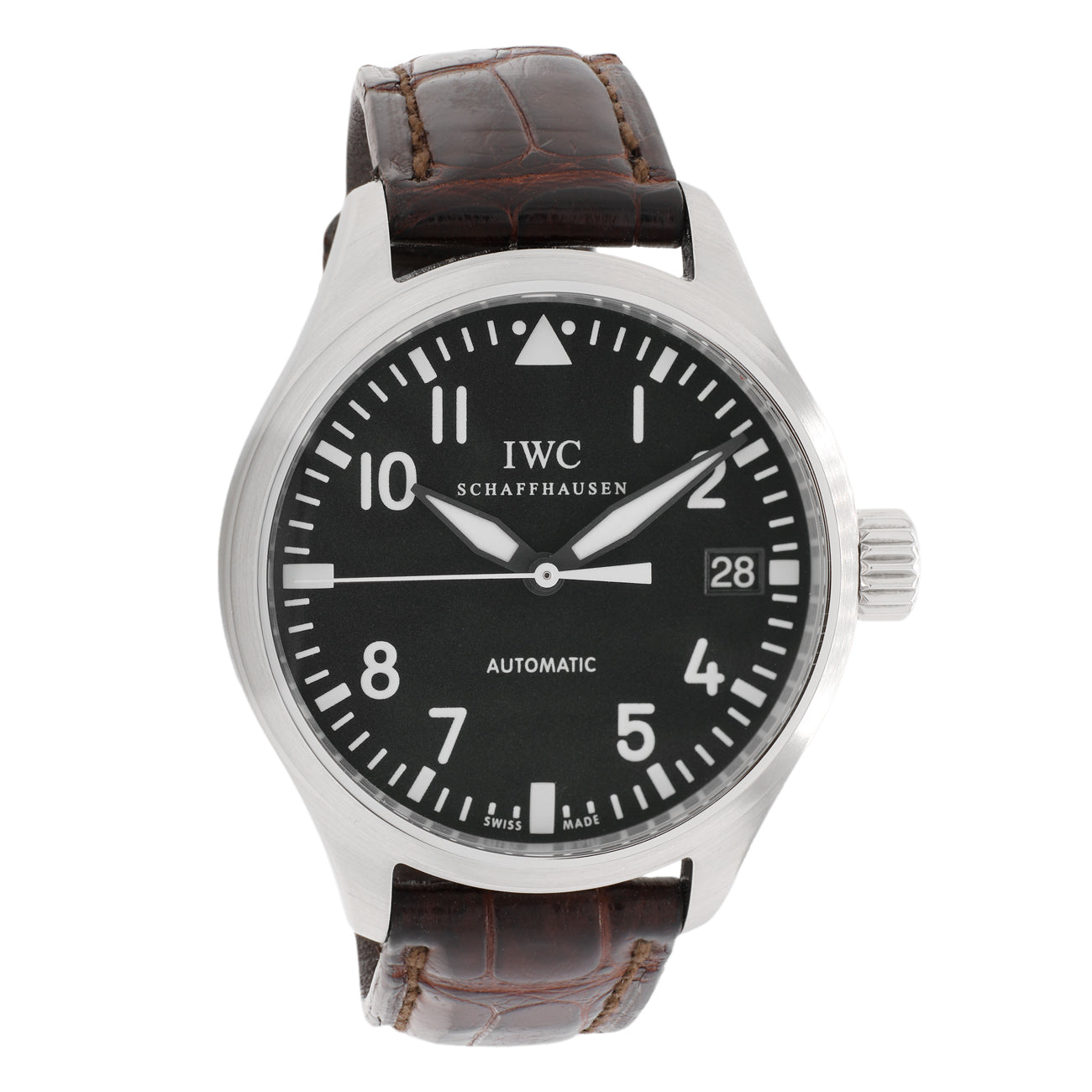 Exclusive IWC Stainless Steel Pilot Midsize IW325601 — Front View