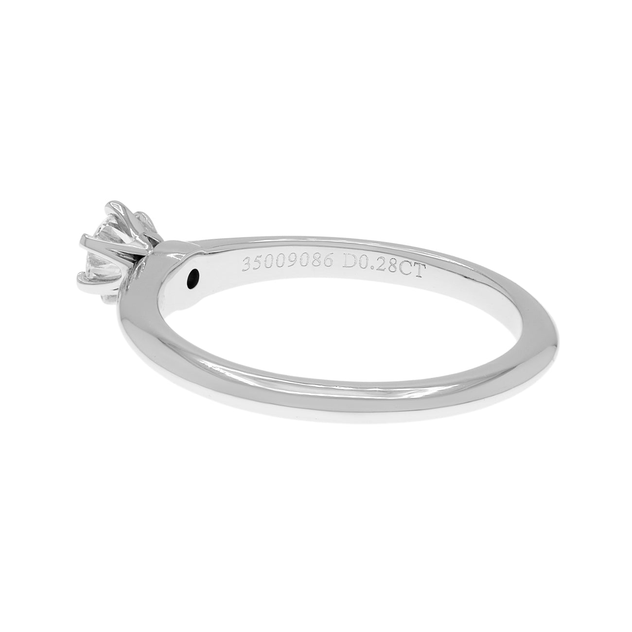 Exclusive Tiffany & Co. Platinum 0.28 Carat Diamond Solitaire Engagement Ring — Back View
