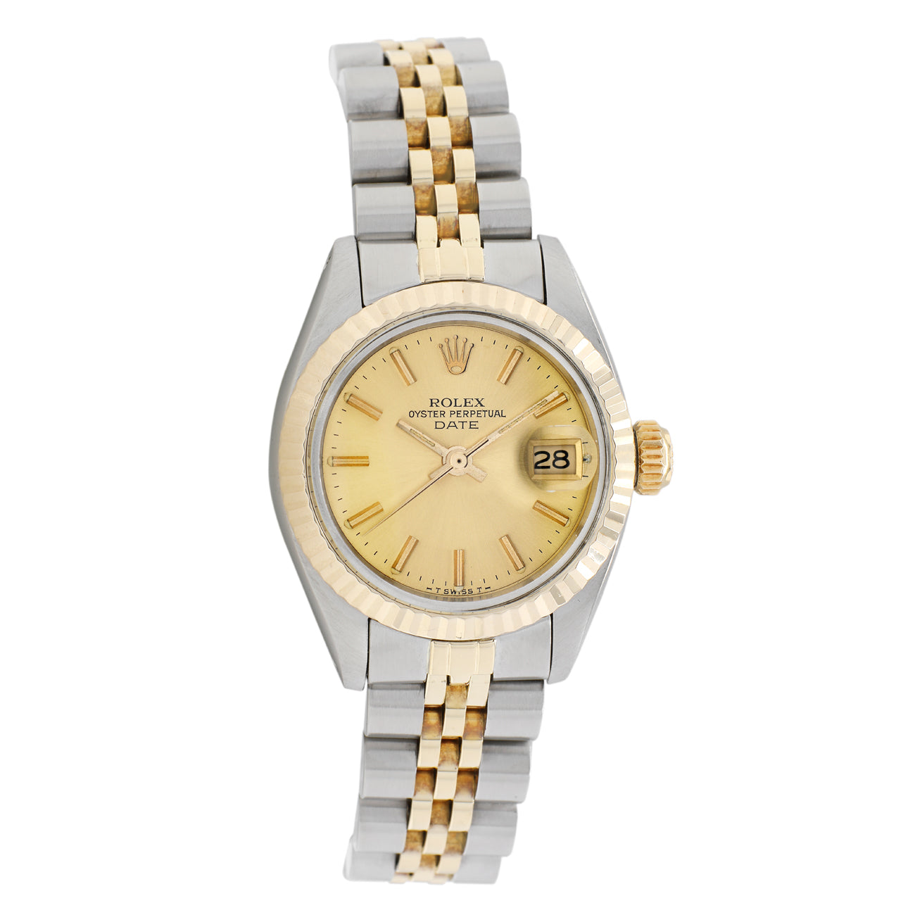 Exclusive Rolex 18K Yellow Gold Stainless Steel Oyster Perpetual Date 6917 — Front View