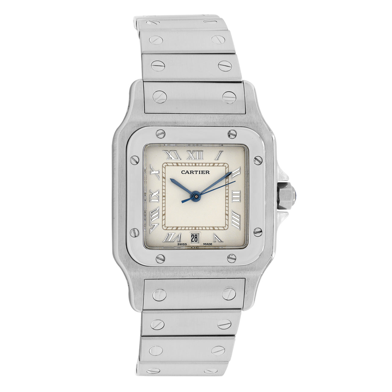 Exclusive Cartier Stainless Steel Santos Galbee Quartz 987901 — Front View