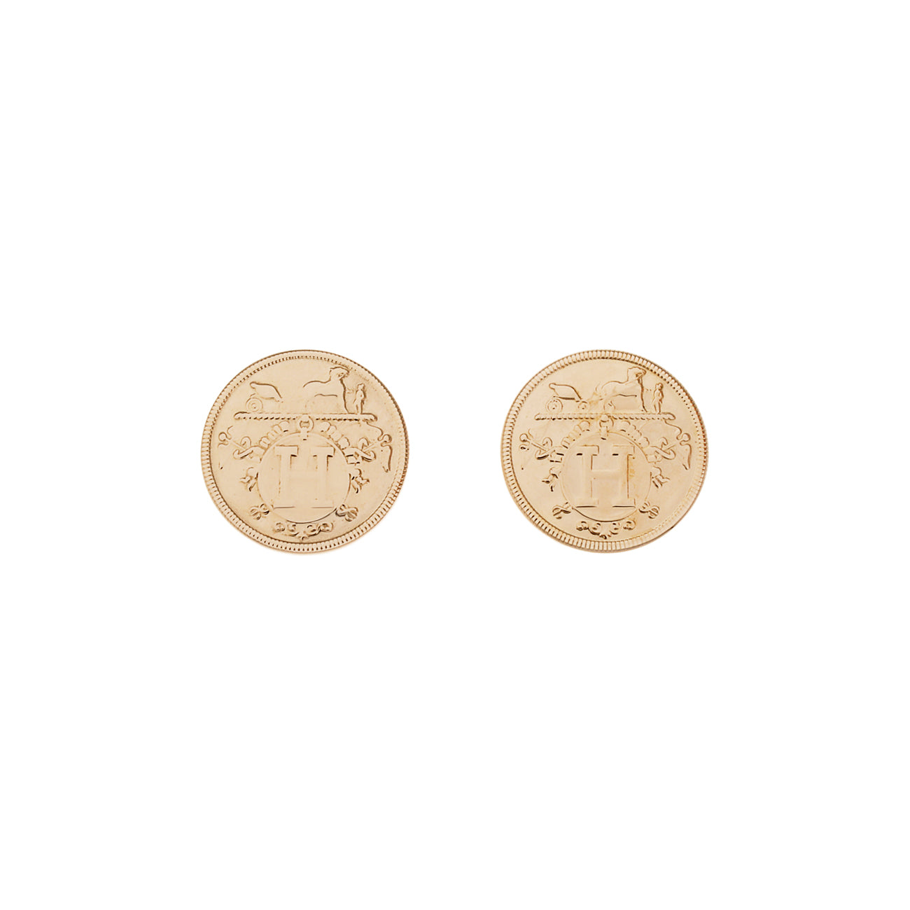 Exclusive Hermes 18K Rose Gold Ex-Libris Earrings — Front View